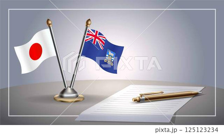 Small national flag of Japan and Falkland Islands flag Relation, Template Vector Illustration Small national flag of Japan and Falkland Islands flag Relation, Template Vector Illustration 125123234