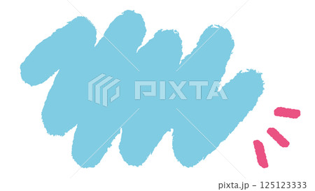 手描きクレヨンタッチの落書きフレーム/ブルー 125123333