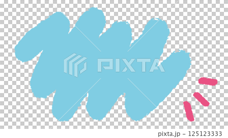 手描きクレヨンタッチの落書きフレーム/ブルー 125123333