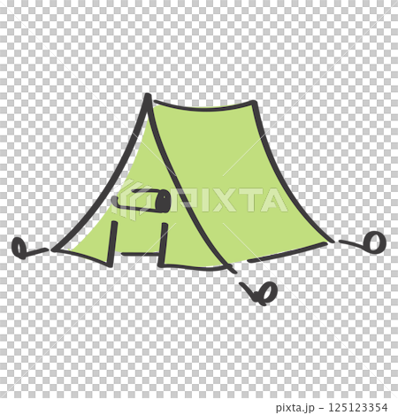 手書きのテントのイラスト シンプルで可愛い線画のイラスト 手書きのテントのイラスト シンプルで可愛い線画のイラスト 125123354