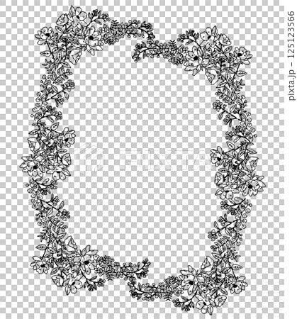 精緻的花線畫框，黑白，邀請函，婚禮，卡片設計 125123566