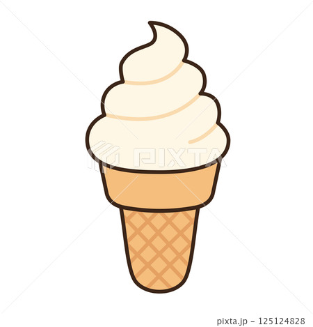 Ice cream waffle cone pictogram isolated vector object illustration. Soft-serve wafer ice-cream. Food clipart. Icon or logo. 125124828