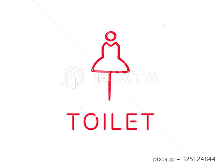 女性用のトイレの看板 125124844