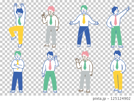 Set of various poses of office workers_color Set of various poses of office workers_color 125124902