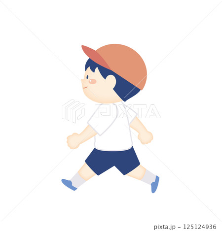 歩いている体操服の男の子のイラスト 全身 歩いている体操服の男の子のイラスト 全身 125124936