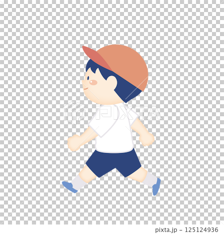 歩いている体操服の男の子のイラスト 全身 歩いている体操服の男の子のイラスト 全身 125124936