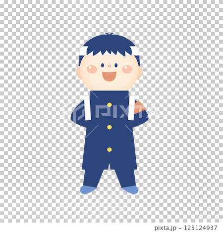応援団の学ランを着た男の子のイラスト　全身 125124937