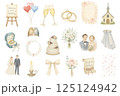 結婚式の水彩画イラストセット 125124942
