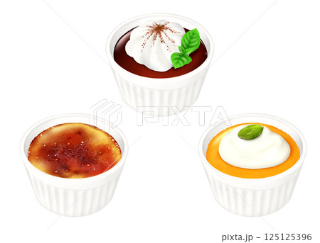 ココットデザート　3種　チョコレートプリン  クリームブリュレ かぼちゃプリン 125125396