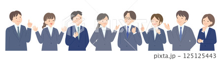 スーツ姿のビジネスパーソン男女8人のイラスト 125125443