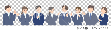 スーツ姿のビジネスパーソン男女8人のイラスト 125125443