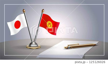 Small national flag of Japan and Kyrgyzstan flag Relation, Template Vector Illustration Small national flag of Japan and Kyrgyzstan flag Relation, Template Vector Illustration 125126026
