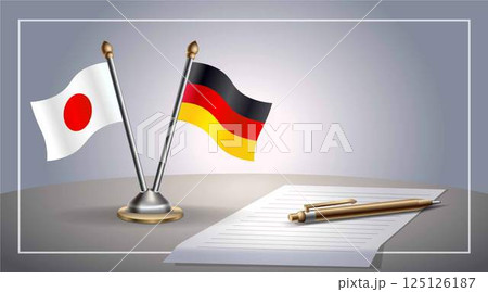 Small national flag of Japan and Germany flag Relation, Template Vector Illustration 125126187