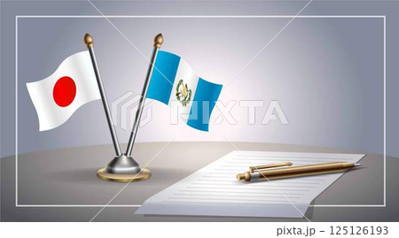 Small national flag of Japan and Guatemala flag Relation, Template Vector Illustration 125126193