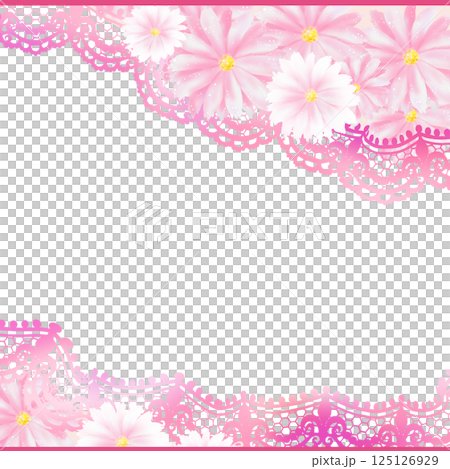 花とレースをモチーフにしたフレーム素材 125126929