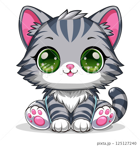happy cute cat illustration happy cute cat illustration 125127240