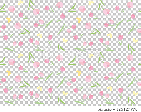 かわいいチューリップパターンイラスト、ピンク 125127778