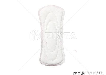 Feminine hygiene and menstruation, Soft sanitary pad for feminine hygiene, isolated on white, PNG Feminine hygiene and menstruation, Soft sanitary pad for feminine hygiene, isolated on white, PNG 125127962