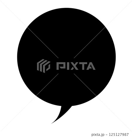 吹き出しイラスト素材　シンプル円丸　黒べた塗り　ベクター　png透明背景 125127987