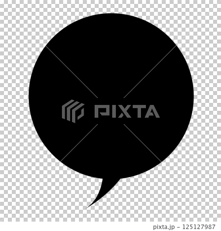 吹き出しイラスト素材　シンプル円丸　黒べた塗り　ベクター　png透明背景 125127987