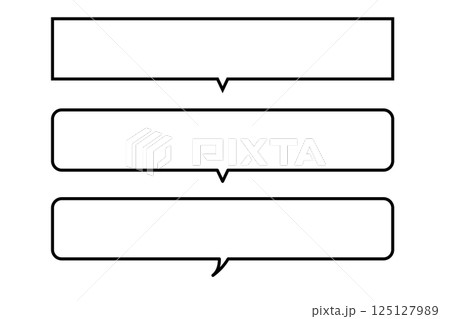 ふきだしイラスト素材　横長シンプル　白黒フレーム枠　ベクター　png透明背景 125127989
