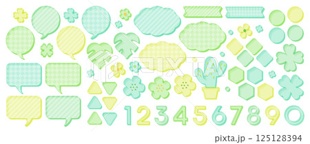 アクリル風フレームセット　透明感のあるデザイン素材 125128394