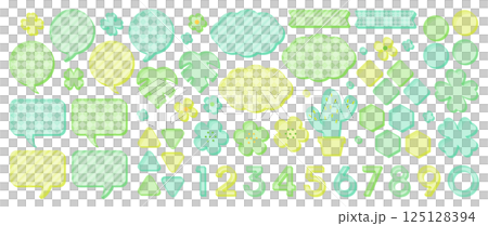 アクリル風フレームセット　透明感のあるデザイン素材 125128394