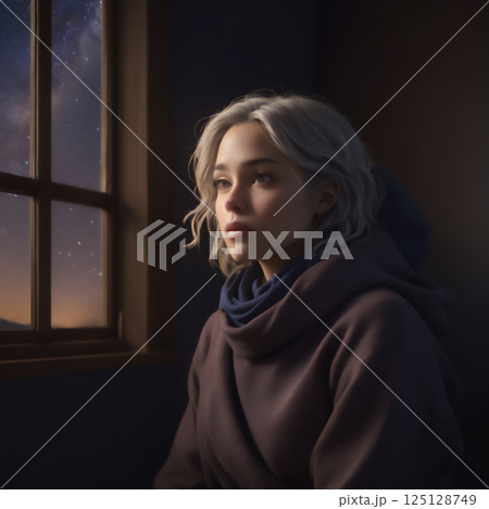 窓辺の女 125128749