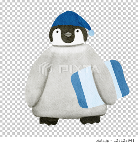 Watercolor penguin animal 125128941