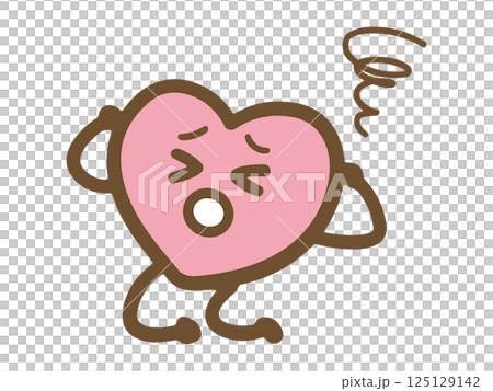 困った顔で悩んでいるハートのキャラクター(ベクター) 125129142