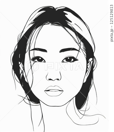 Drawing an Asian girl 125129813