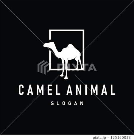 desert animal design sahara silhouette logo camel simple modern concept vintage caravan camel illustration template symbol brand product business 125130038