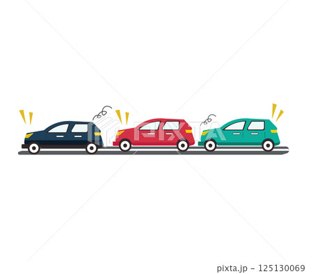 車の混雑渋滞。混雑する道路。ベクターイラスト	 125130069