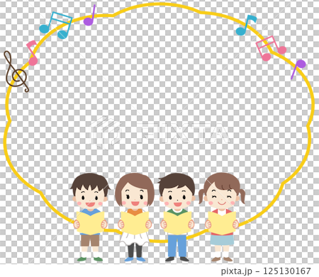 歌う子供たちと吹き出しのイラスト 125130167