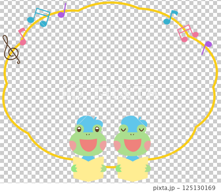 Illustration of a singing frog with a speech bubble 125130169
