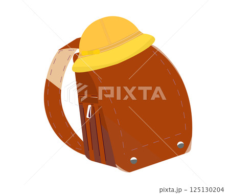茶色のランドセルと黄色帽子。ベクターイラスト 茶色のランドセルと黄色帽子。ベクターイラスト 125130204