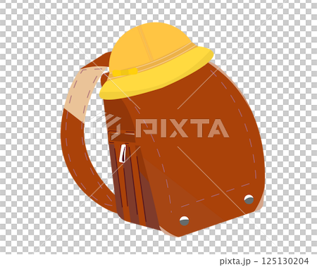 茶色のランドセルと黄色帽子。ベクターイラスト 茶色のランドセルと黄色帽子。ベクターイラスト 125130204