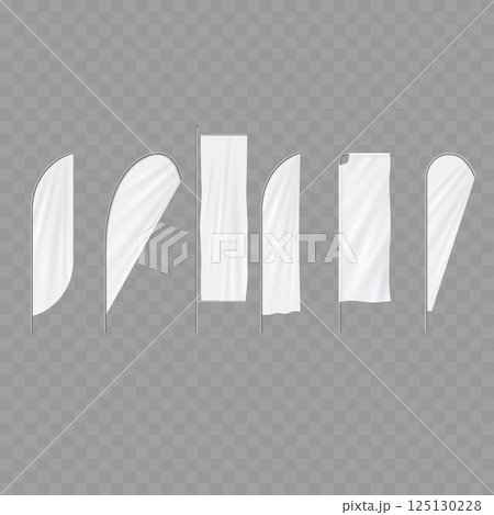 White Flags Mockup Set - Vector 125130228
