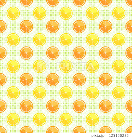 爽やかなオレンジとレモンのパターン背景素材 スウォッチ対応 125130283