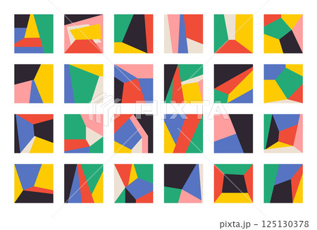 Abstract geometric shapes. Bauhaus geometry bold elements, primitive blocks suprematism style. Modern vector illustration Abstract geometric shapes. Bauhaus geometry bold elements, primitive blocks suprematism style. Modern vector illustration 125130378