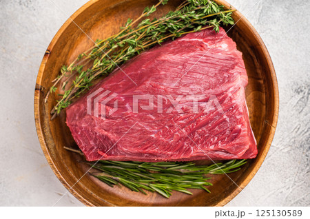 Fresh Roe Deer meat, raw Wild Venison Game Meat. white background. top view Fresh Roe Deer meat, raw Wild Venison Game Meat. white background. top view 125130589
