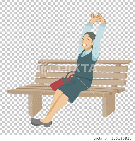 女商人在長椅上清爽一下 125130919