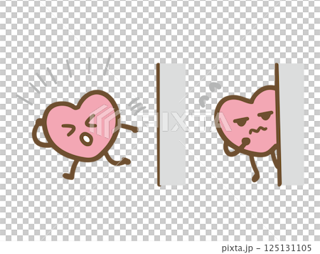 勇気を出して飛び出すハートのキャラクター(ベクター) 125131105