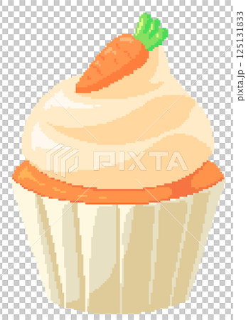 Carrot cupcake with carrot cream in pixel art style Carrot cupcake with carrot cream in pixel art style 125131833
