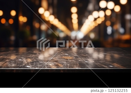 Marble table top for product display. Mockup design. Copy space, add design. Generative Ai 125132255