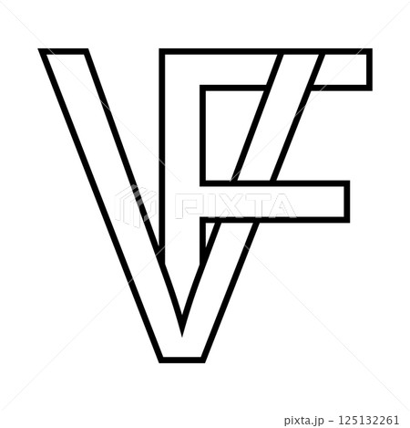 Logo sign vf fv icon double letters, logotype v f Logo sign vf fv icon double letters, logotype v f 125132261