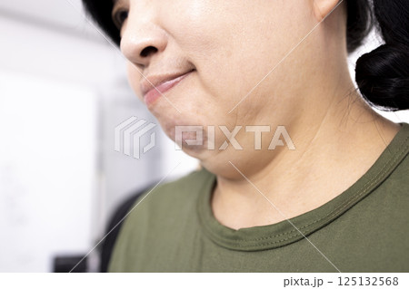 fat woman with double chin fat woman with double chin 125132568