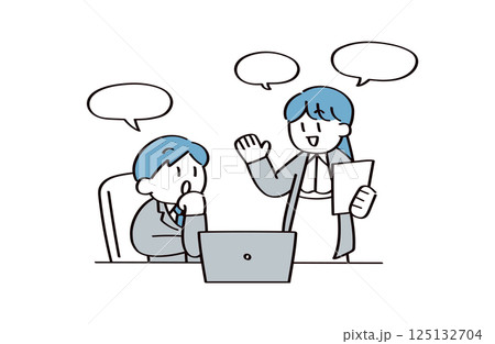 話し合う働く2人のイラスト 話し合う働く2人のイラスト 125132704