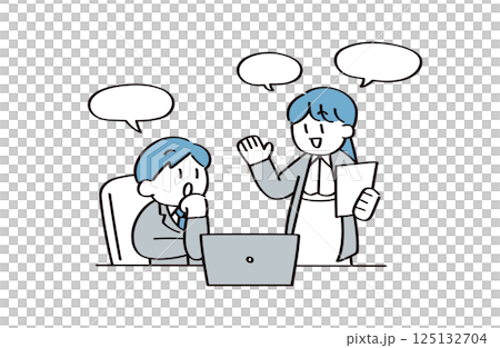 話し合う働く2人のイラスト 話し合う働く2人のイラスト 125132704