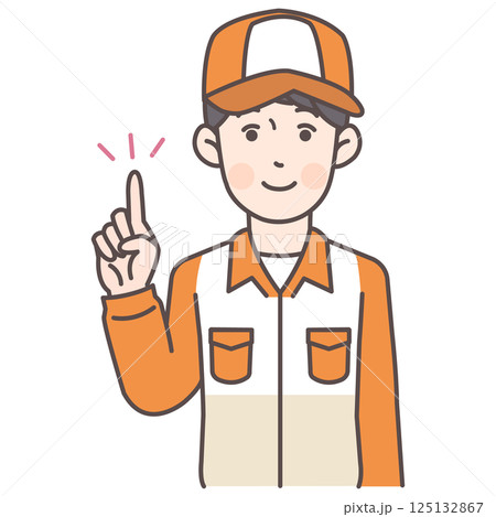 指差しするガソリンスタンド男性店員 125132867